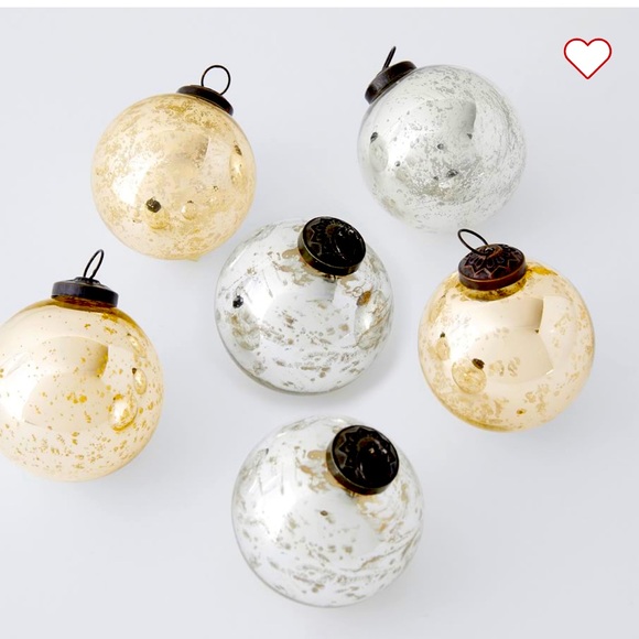 Pottery Barn Holiday Pottery Barn Mercury Glass Ornaments Set Of 6 Poshmark